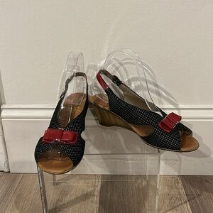 Rieker leather wedge sling back size 38 anti stress